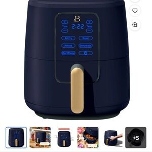 Blue Air Fryer with Gold Handle